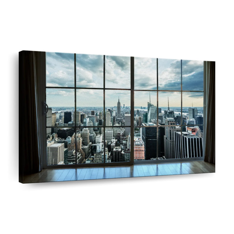 Fenêtre sur toile de New York, H 8 po x l 12 po x P 1 po