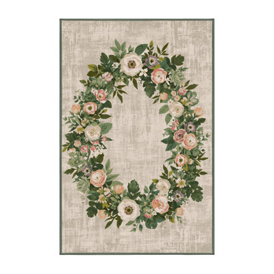 Tapis beige moelleux moelleux et moelleux à motif abstrait moderne et contemporain de Pâques - reliure vert sauge