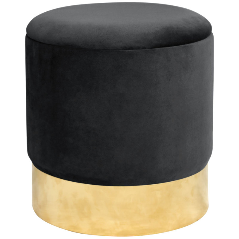 Adriaens 39cm Wide Velvet Tufted Circle Pouf Ottoman with Storage