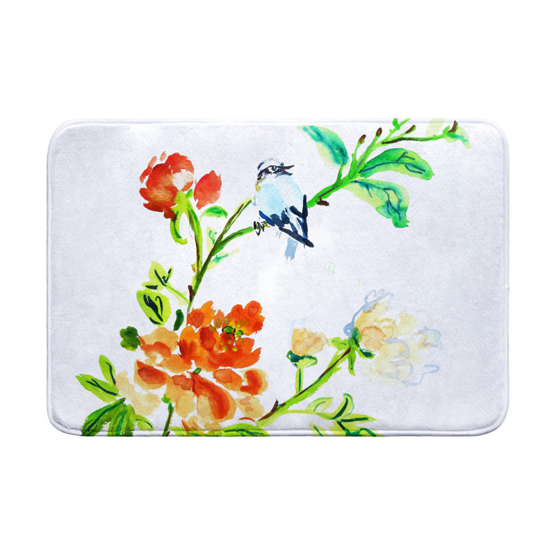 Tapis de bain Blue Bird & Flowers, L 36 po x l 24 po