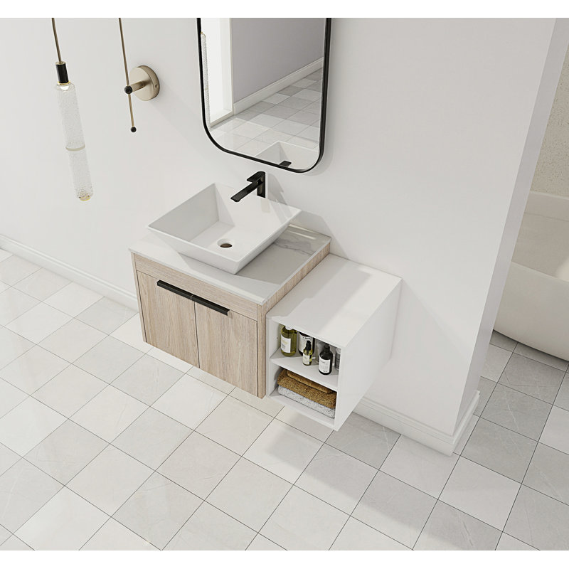 Meuble-lavabo flottant de conception moderne avec lavabo d'art en céramique