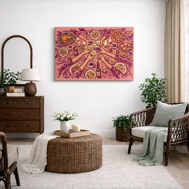 «Dinner Gathering», impression sur toile, impression sur toile encadrée, H 32 po x l 48 po x P 1,5 po, Toile tendue