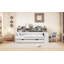 Lit de jour en bois avec tablettes de rangement, lit multifonctionnel avec deux tiroirs de rangement et bureau d'étude-1238721172-1238721173