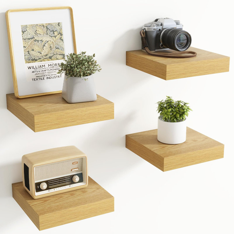 Ensemble de 4 tablettes flottantes, supports muraux invisibles, rangement rustique en bois pour le salon, la salle de bain, la cuisine, 8 pouces de profondeur avec installation facile