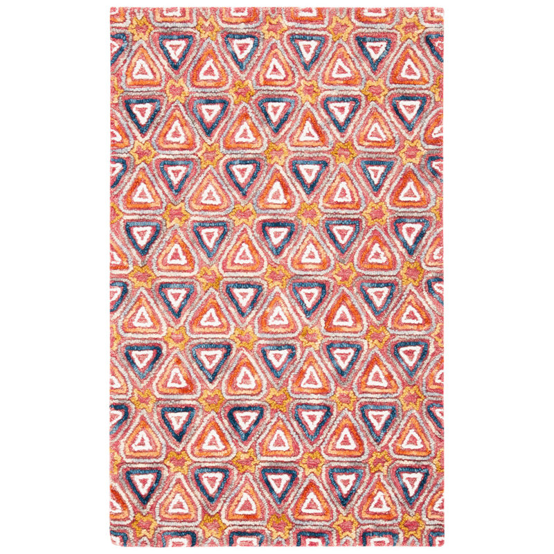 Rubalcava Hand Tufted Wool And Cotton Geometric Rug, Rectangle 3' x 5'