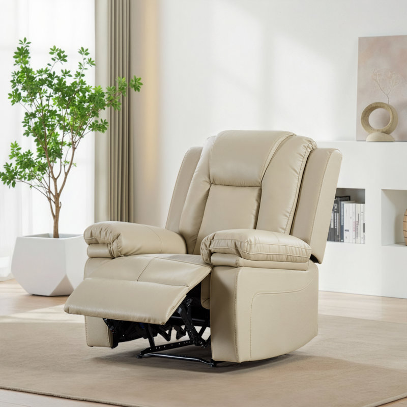 Fauteuil inclinable rembourré, Similicuir beige