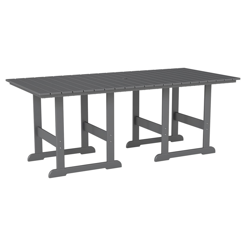 HDPE 2 Connectable Square Tables With Umbrella Hole Connector, Gray