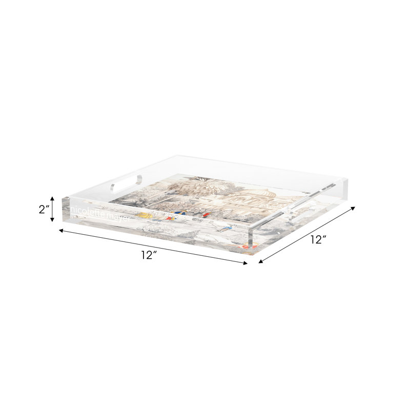 Plateau décoratif carré India, 12"W x 12"D x 2"H