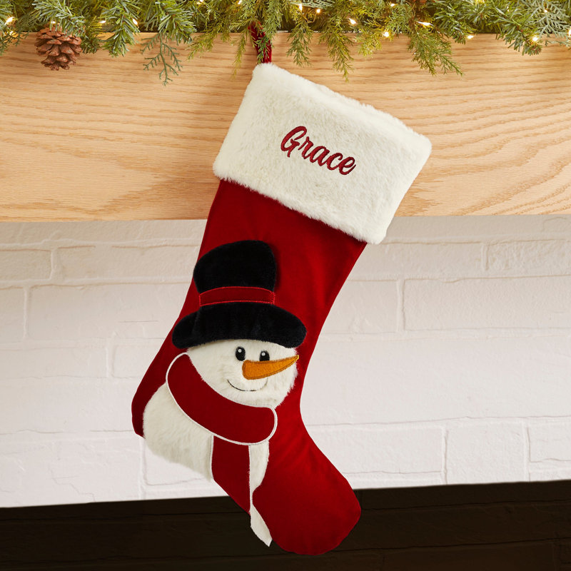 Classic Wintertime Snowman Personalized Christmas Stocking, Yes