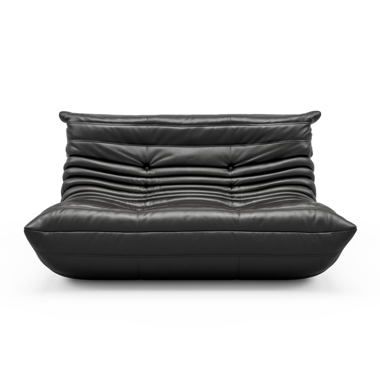Armless Large Faux Leather 2-Seat Bean Bag Sofa