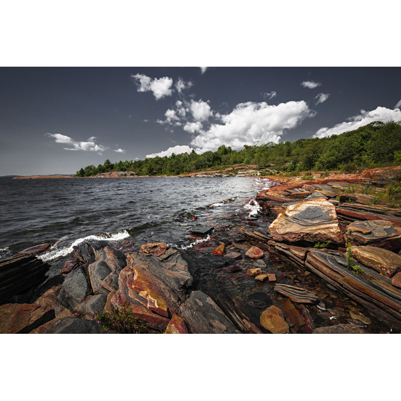 Rocky Shore Of Georgian Bay by Elenathewise - Wrapped Canvas Print, 51cm H x 76cm W x 3.8cm D