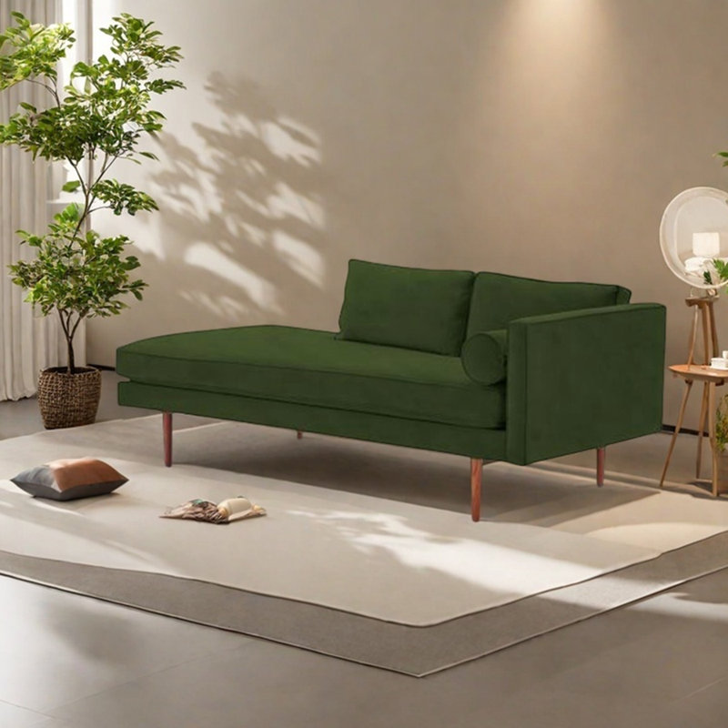 Fauteuil en velours léger et luxueux, Orienté à droite, Vert militaire