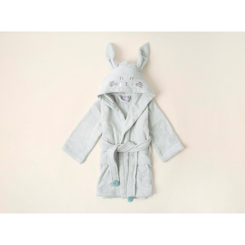 100% coton peignoir au-dessus du genou avec poches et capuche pour enfants, Bleu
