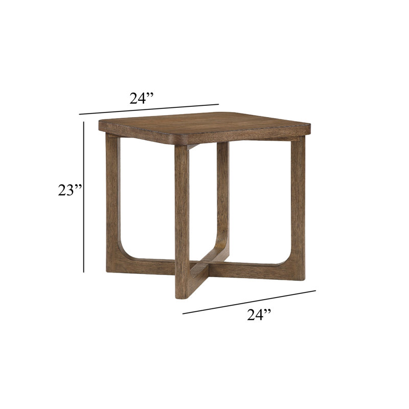 Table de bout Bly, plateau carré de 24 po, base en X, brun clair