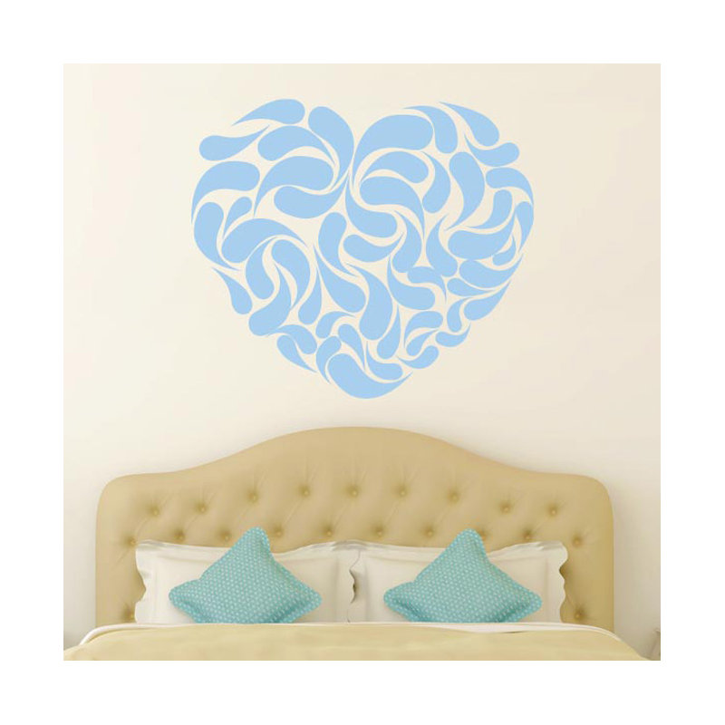 Heart Shape Abstract Wall Sticker, Blue