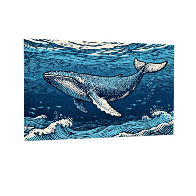 Animal Whale Swimming In Ocean Waves Pattern