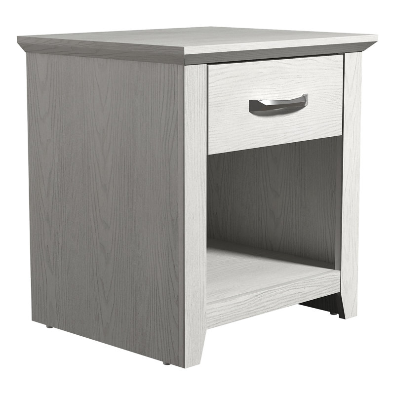 Astrid Transitional 20"H Nightstand With Open Shelf, Antique White Oak