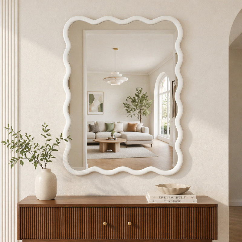 Miroir décoratif Wavy, 30 po x 40 po, Blanc