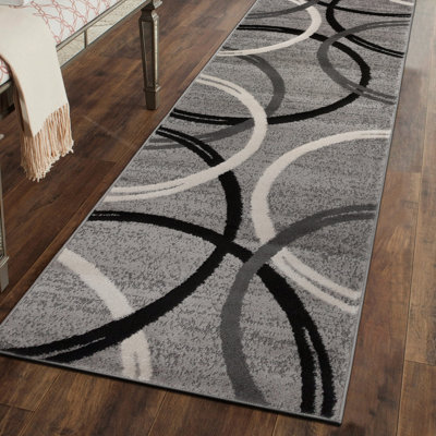 Tapis gris / noir / ivoire Devonshire