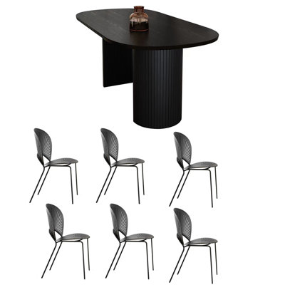 Simple Solid Ash Oval Dining Table Sets.