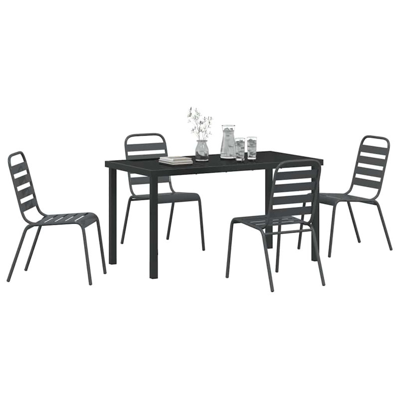  Garden Dining Set Anthracite Powder-Coated Steel Outdoor Furniture