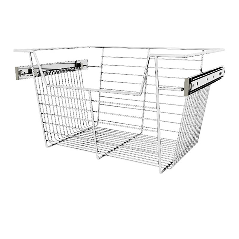 Rev-A-Shelf Sidelines Pullout Closet Storage Basket, Chrome, 10.5" H x 18" W x 14" D