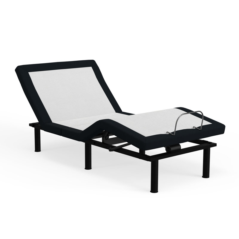Twin Xl Zero Adjustable Bed Base With Metal Components And Wireless Remote, Grey , Simple Articulations,, Twin XL