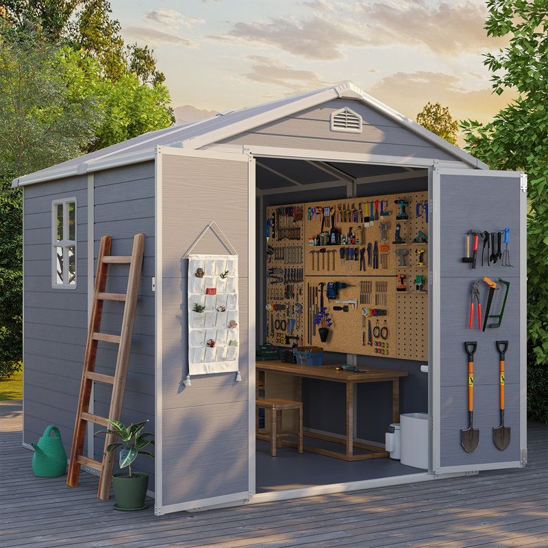 Remise de rangement extérieure en résine 4 x 6 pi avec ventilation intégrée et porte verrouillable pour la cour arrière