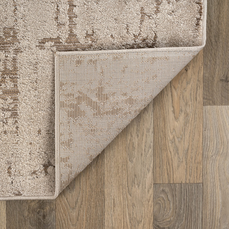Tapis texturé beige texturé texturé, Rectangle 5 pi x 7 pi