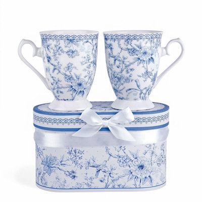 Ensemble de 2 tasses Blue Flowerstall (320 ml) dans une boîte cadeau
