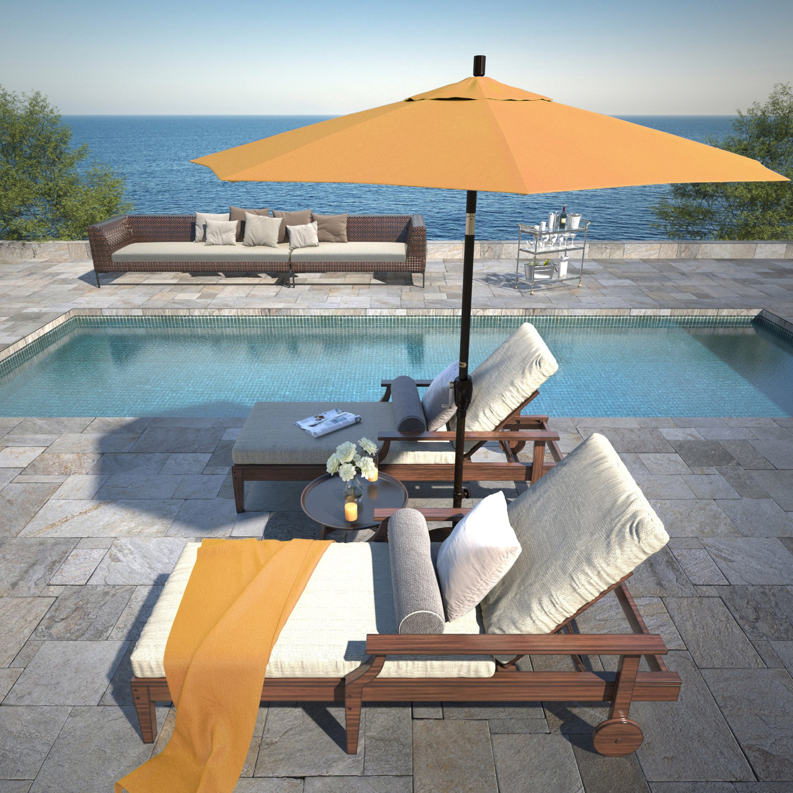 Lexia 7.5' Sunbrella® Umbrella, Bronze, Canvas Tuscan Sunbrella® Canvas