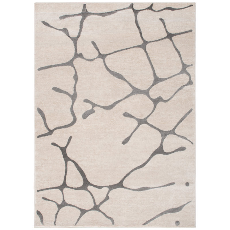 Tapis à motif abstrait crème Russ, Rectangle 7 pi 10 po x 9 pi 10 po