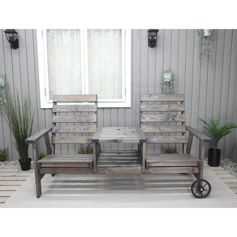 Martyna Solid Wood Pine Outdoor Bench, Ash Grey