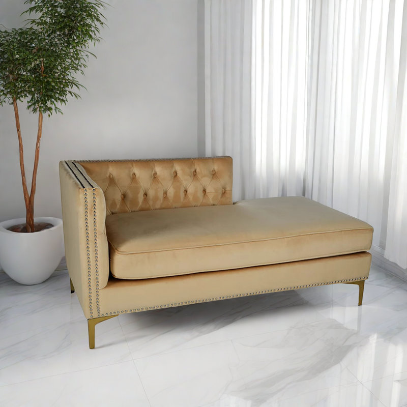 Chaise longue rembourrée Kahok, Mélange de polyester jaune Malze