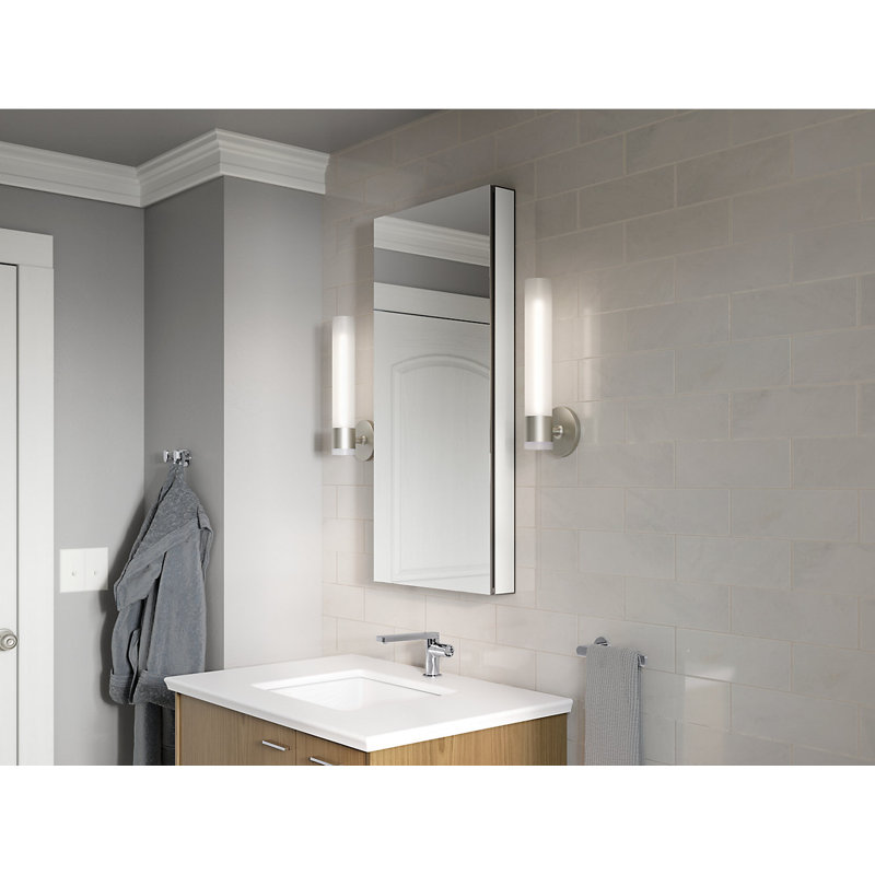 Maxstow™ Surface Mount Frameless Medicine Cabinet with 4 Fixed Shelves, 40" H x 20" W x 3.5" D