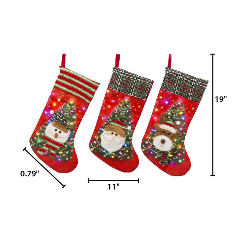 Ensemble de 3 chaussettes de Noël illuminées