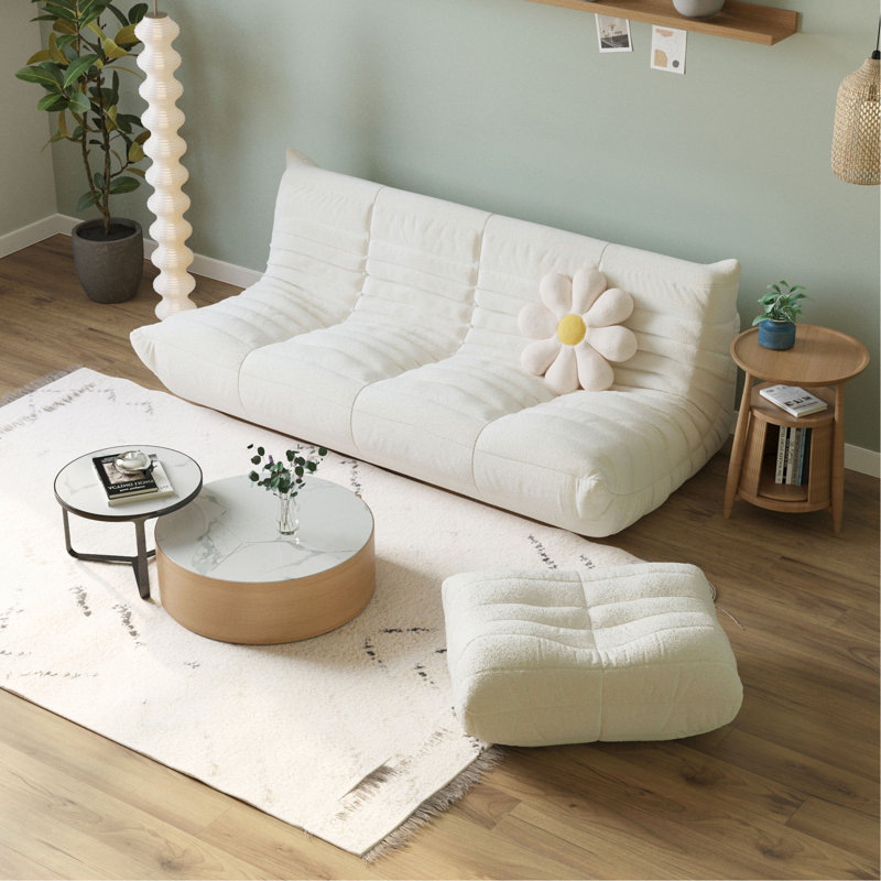 Canapé chenille beige doux