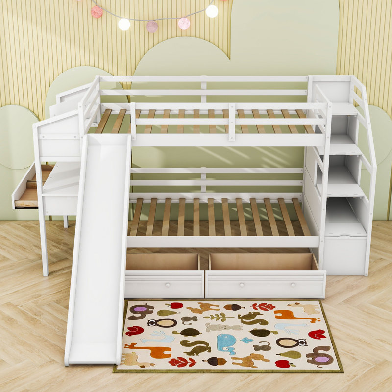 Alischa Kids Twin Bunk Bed with Drawers, White