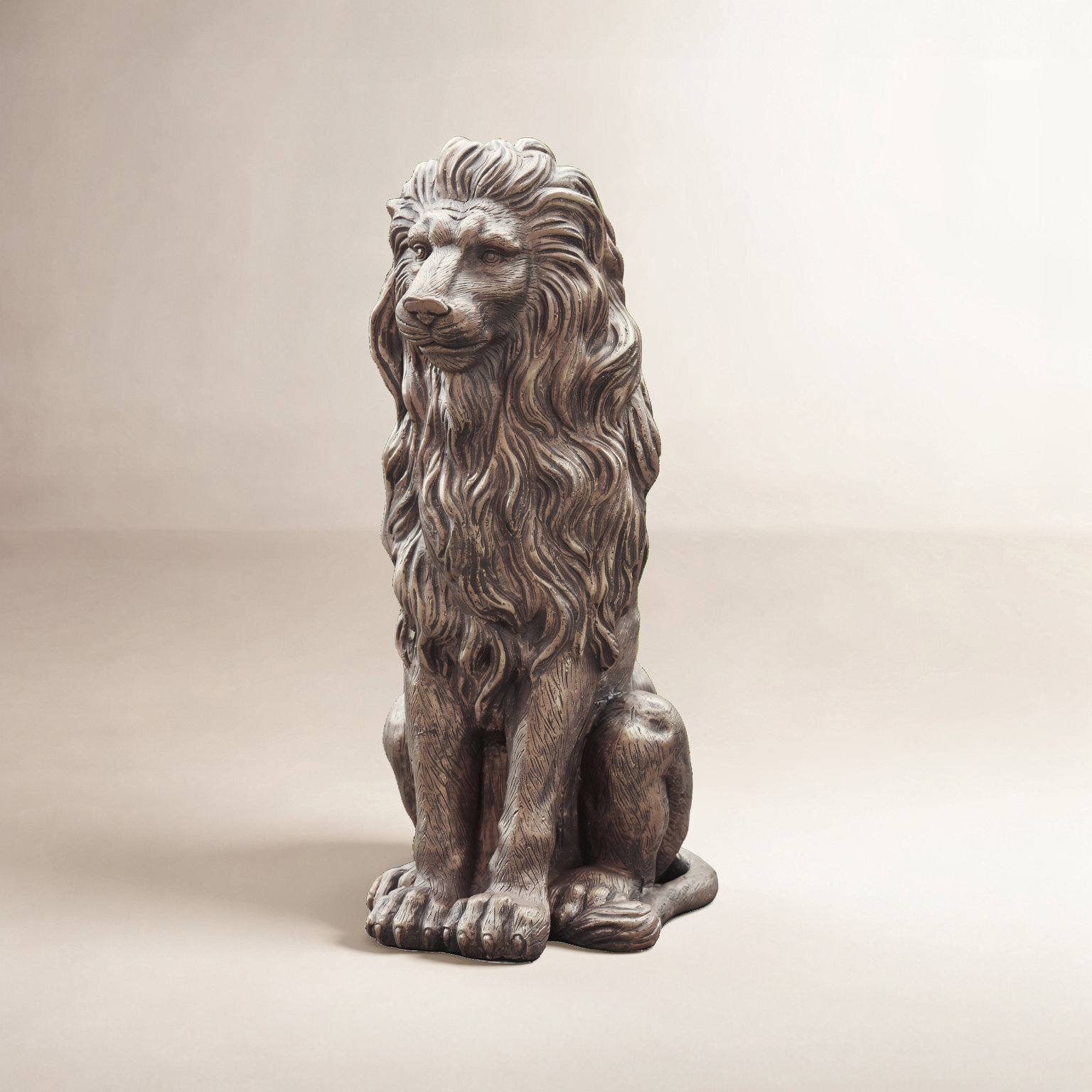 Irizarry Weather Resistant MGO Lion Garden Statue, 27.75" H x 16.25" W x 11.5" D, 1, Bronze
