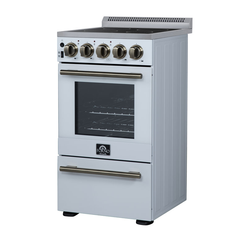 Pallermo 20 Inch Freestanding Electric Range in White, Storage Drawer, 4 Burner Elements 6,000W, 2.05 cu.ft. oven, Energy Efficient