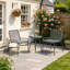 3 Piece Rattan Bistro Set, Outdoor Garden Furniture Set with 2 Chairs, Round Coffee Table for Patio, Balcony, Dark Grey