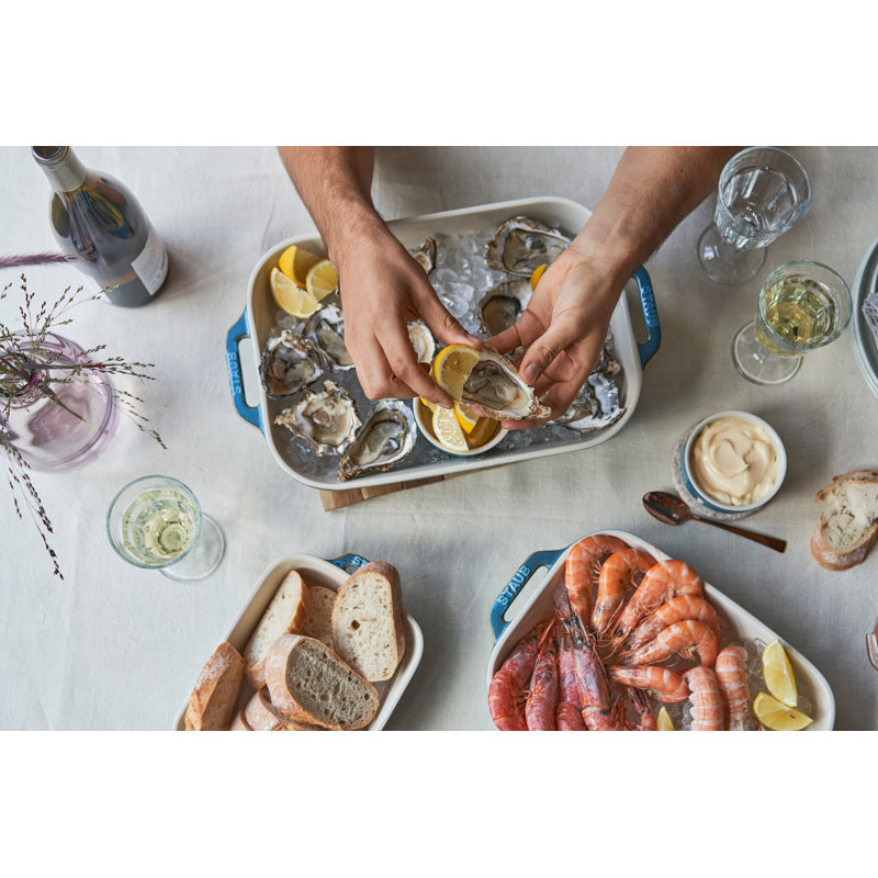 Staub Ceramics Ceramique Rectangular Baking Dish Set 3 Piece, Rustic Turquoise