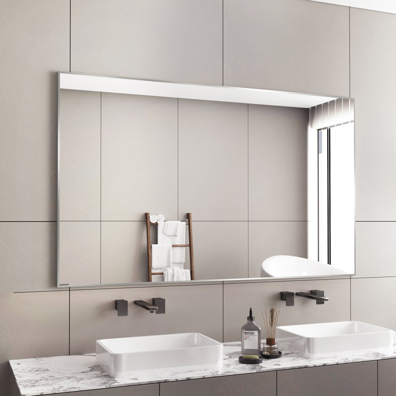 Miroir d'appoint Lesamuel, 36 po x 60 po, Nickel brossé, Rectangulaire