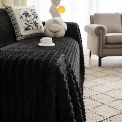 Faux Fur Sofa Cover With Non-Slip Backing, Pet Friendly, Washable Furniture Protector For Sectional, L-Shape, And Standard Couches