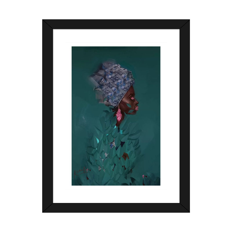 Vert par Adekunle Adeleke-reproduction d’art, Papier encadré noir, Blanc, H 24 po x l 16 po x P 1 po