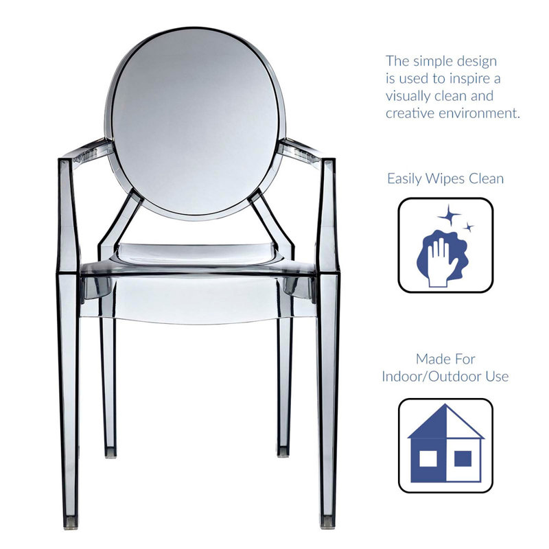  King Louis Back Stacking Side Chair, Smoke, 2