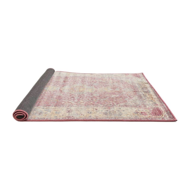 Tapis traditionnel gris / rouge, Rond 4 pi