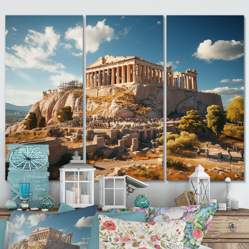«Grèce Acropolis Majesty», reproduction sur toile 3 pièces, H 28 po x l 36 po x P 1 po