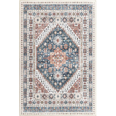 Medallion Non Slip Washable Rug(Red)