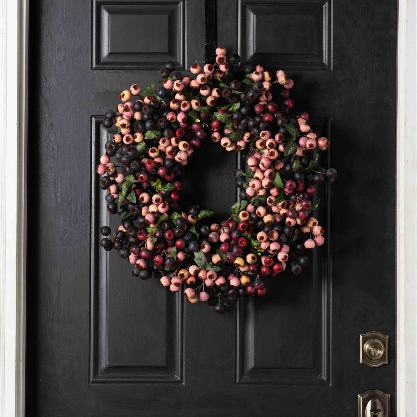 Thanksgiving Faux Berry Silk Wreath, 22" H x 22" W x 6" D